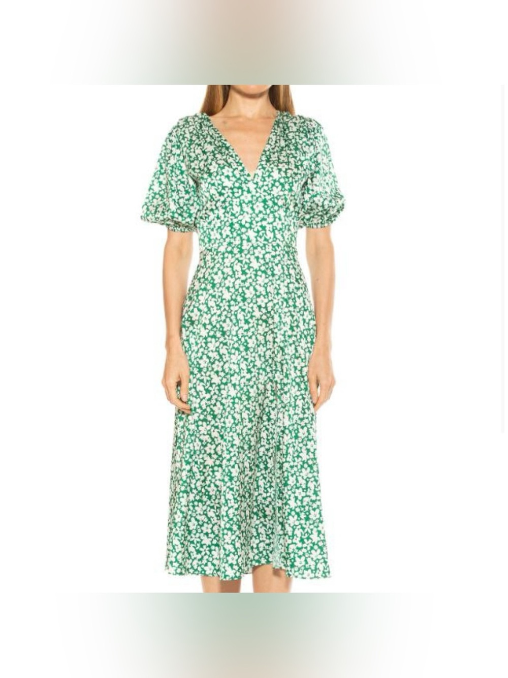 Alexia Admor Nola Puff Sleeve Fit & Flare Midi Dress NWOT size 14